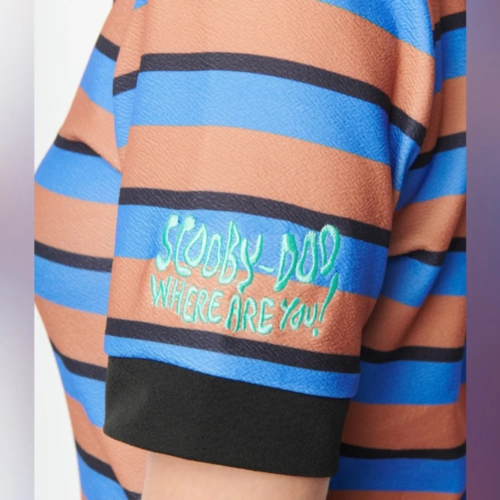 B2g1unique Vintage Smak Parlour Scooby Doo Brown & Blue Stripe Shirt Dress — image 7 of 8